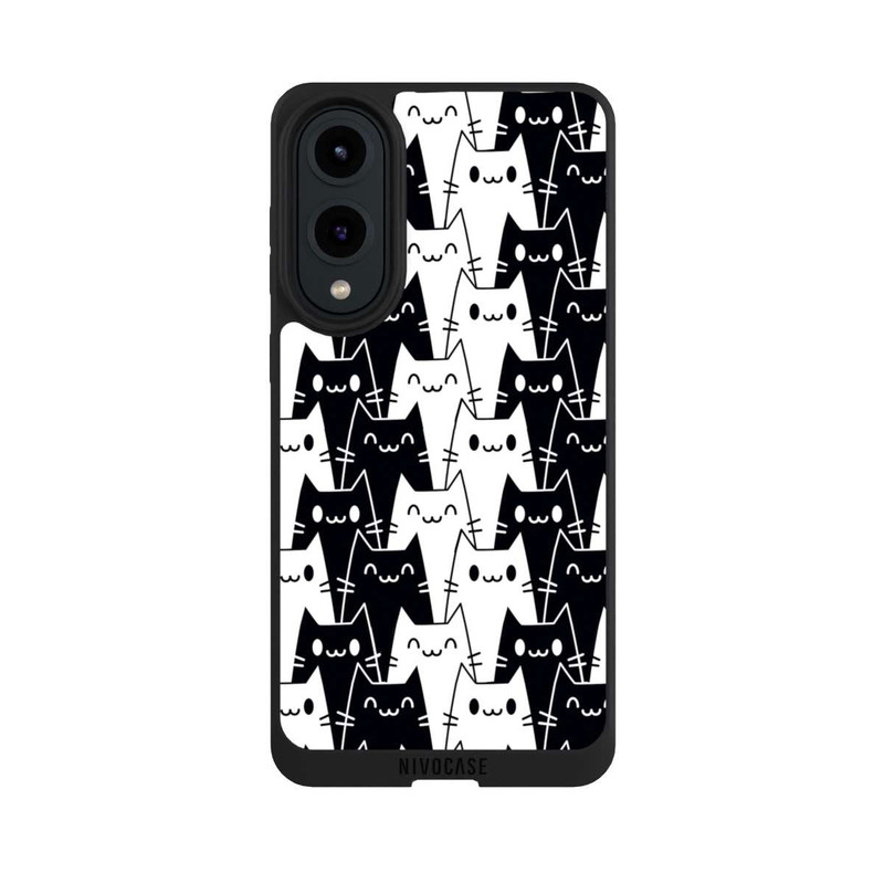 Galaxy S25 Edge NIVOpure Papier Peint Chat Noir Blanc
