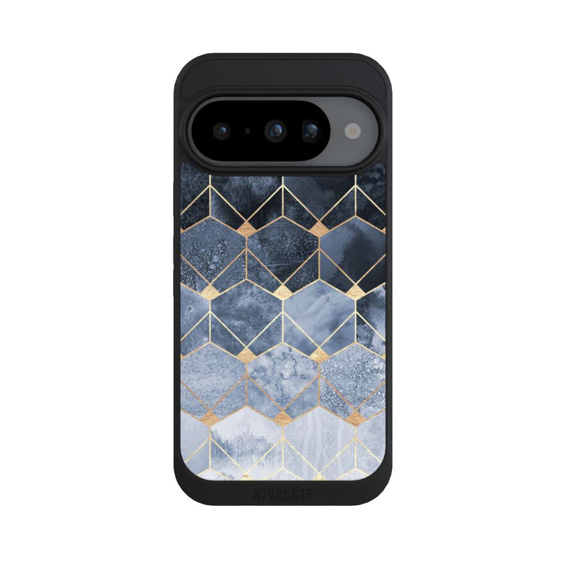 Pixel 10 NIVOpure Blaue Sechsecke und Diamanten Golddruck