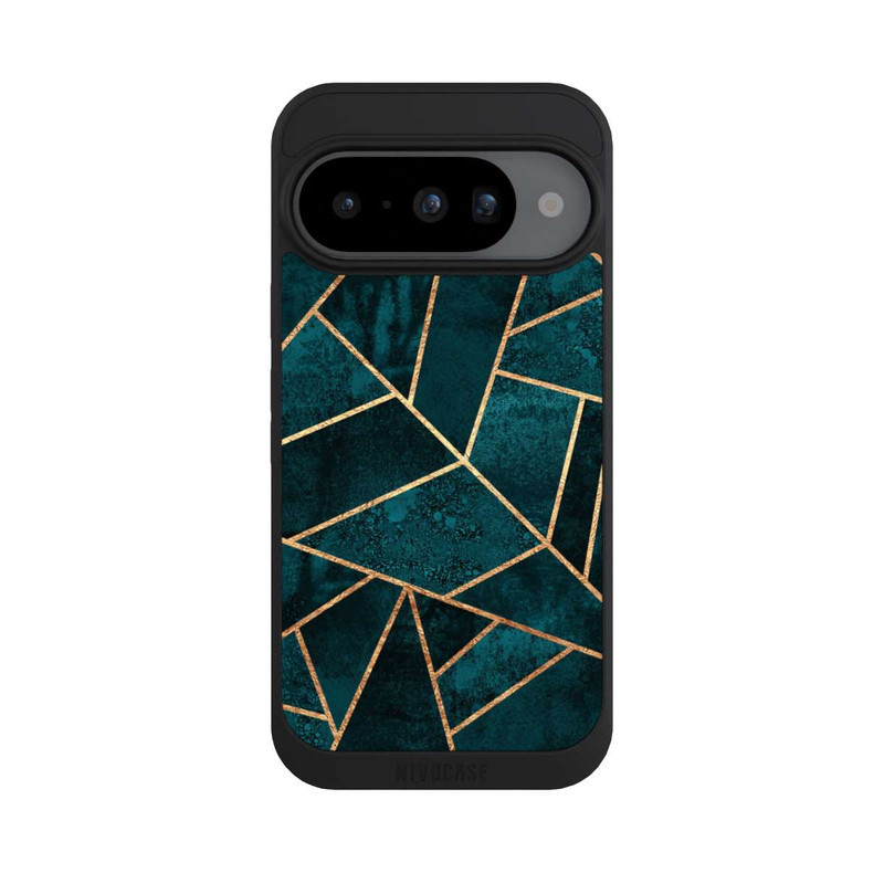 Pixel 10 NIVOpure Tief Blaugrün Stein Gold Druck