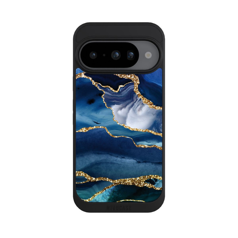 Pixel 10 NIVOpure  Blauer Marmor Gold Glitzer Look