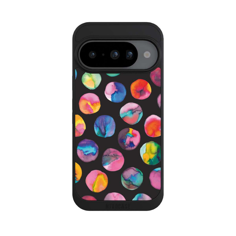 Pixel 10 NIVOpure Bunte Tintenmurmeln Punkte Schwarz