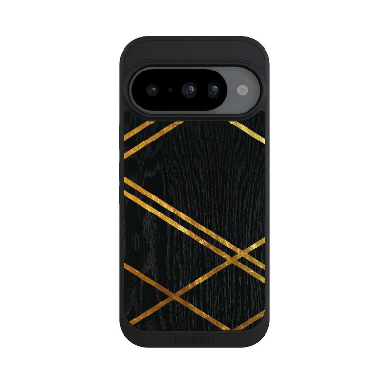 Pixel 10 NIVOpure Noir Motif géométrique Rayures dorées