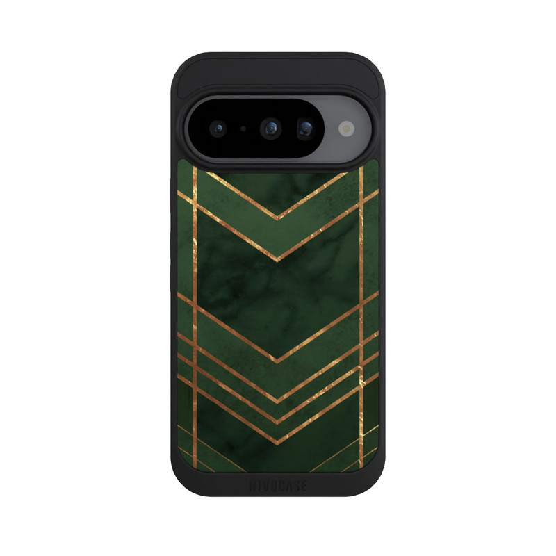 Pixel 10 NIVOpure Dunkelgrün gemustert Goldene Streifen