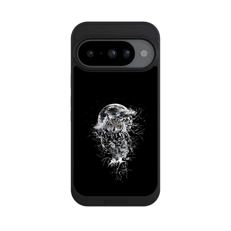 Pixel 10 NIVOpure Chouette en noir et blanc