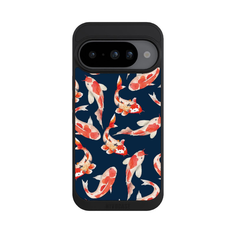 Pixel 10 NIVOpure Koi auf blauem Hintergrund