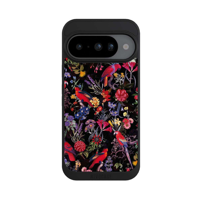 Pixel 10 NIVOpure Fleurs sombres et perroquets