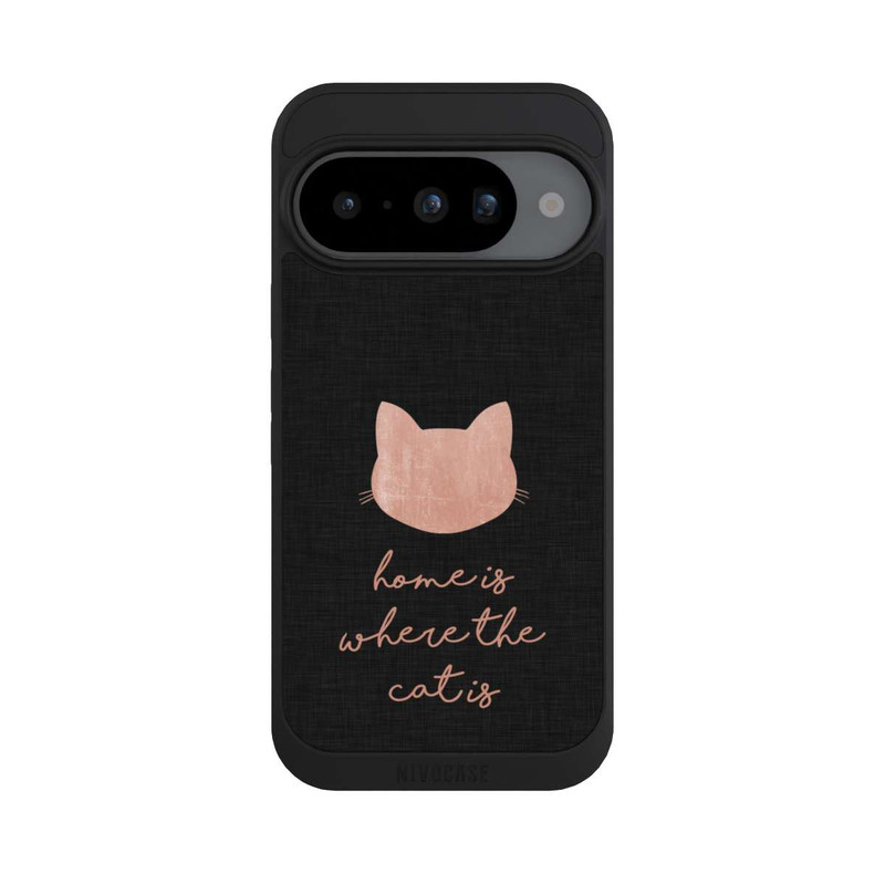 Pixel 10 NIVOpure Home Is Where The Cat Is - Rose sur noir 