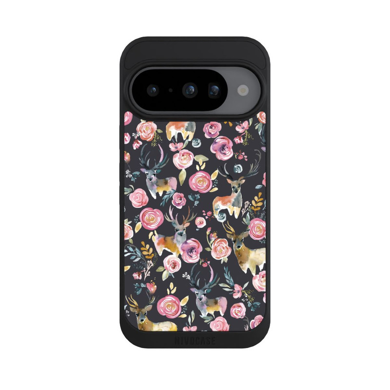 Pixel 10 NIVOpure Hirsche und Blumen Anthrazit