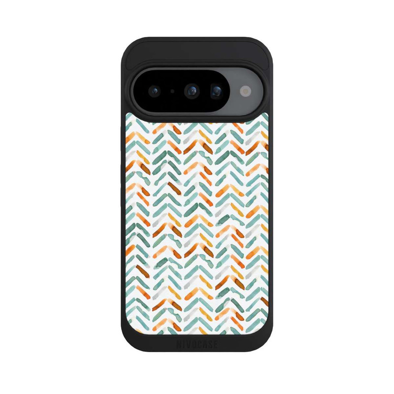 Pixel 10 NIVOpure Élégant Automne Chevron Bleu Orange