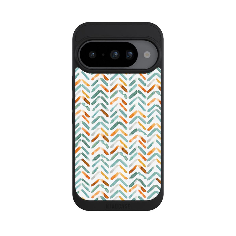 Pixel 10 NIVOpure Elegantes Herbstchevron Blau Orange