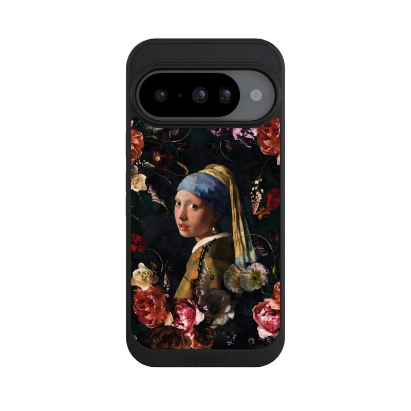 Pixel 10 NIVOpure Mädchen mit Perlenohrringen und Rosen