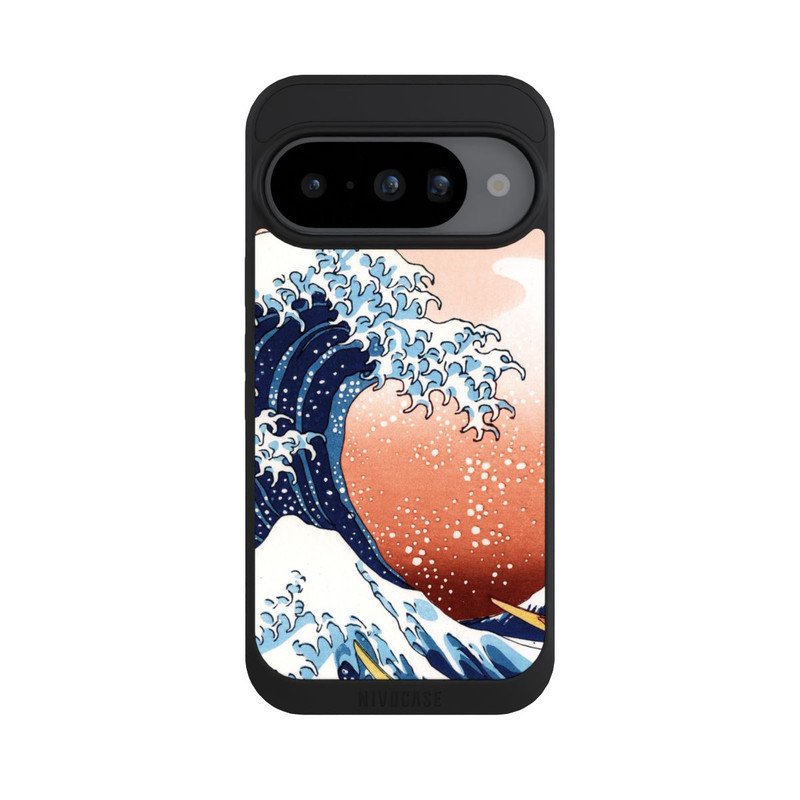 Pixel 10 NIVOpure Kanagawa Welle Mit Rotem Hintergrund