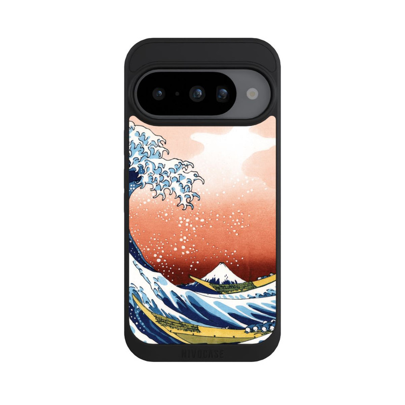 Pixel 10 NIVOpure Kanagawa Welle Mit Rotem Hintergrund