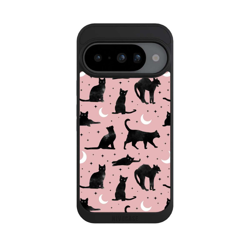 Pixel 10 NIVOpure Katzen und Mond auf Rosa