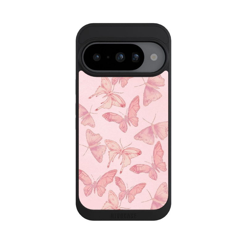 Pixel 10 NIVOpure Tanzende rosa Schmetterlinge mit KI