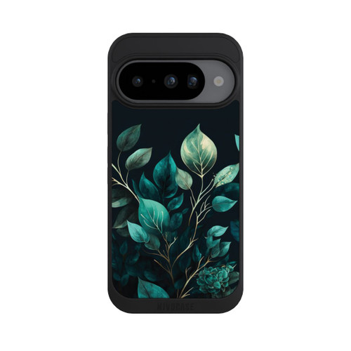 Google Pixel 10 NIVOpure Green Eucalyptus Leaves against a Dark Background with AI