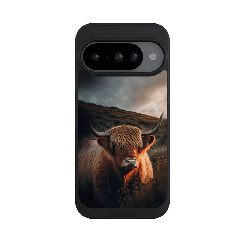 Pixel 10 NIVOpure Vache Highland avec de grandes cornes avec IA