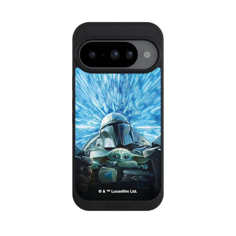 Pixel 10 NIVOpure Grogu und Mando fliegen blau