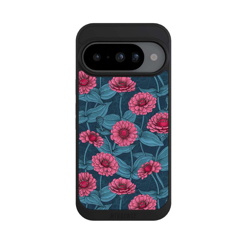 Pixel 10 NIVOpure Rosa Blumen auf Blauem Hintergrund