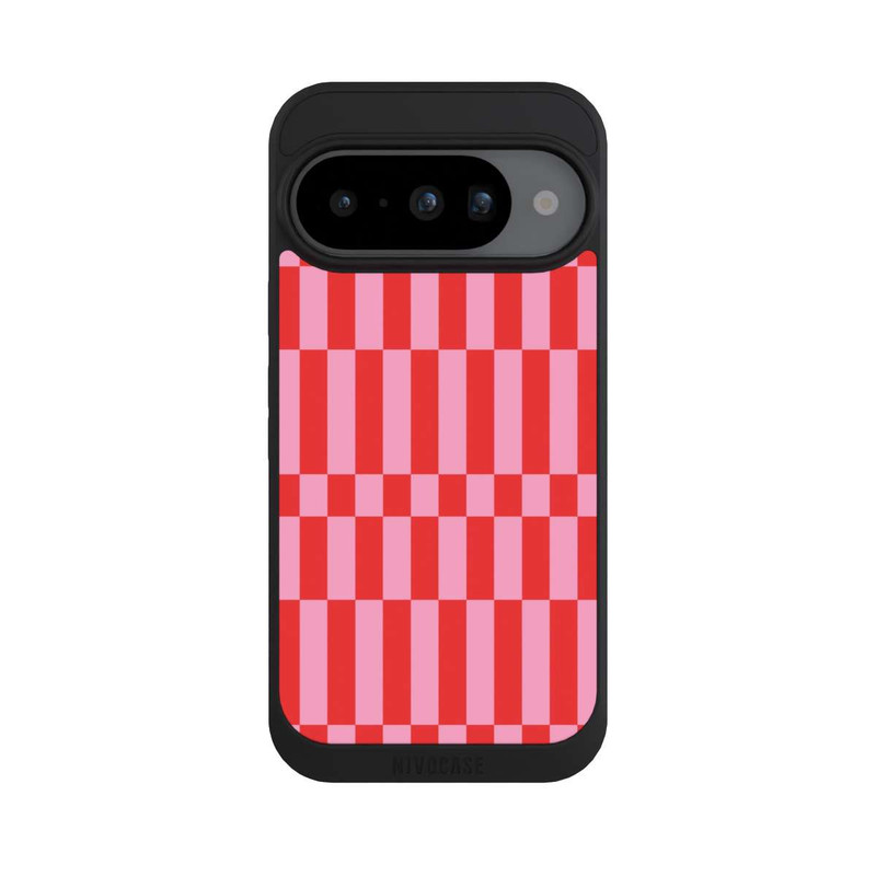 Pixel 10 NIVOpure Checked Abstract Bold Coral Red and Pink Color Block