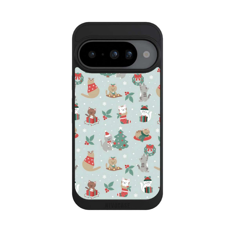 Pixel 10 NIVOpure festliche Katzen im Winterwunderland