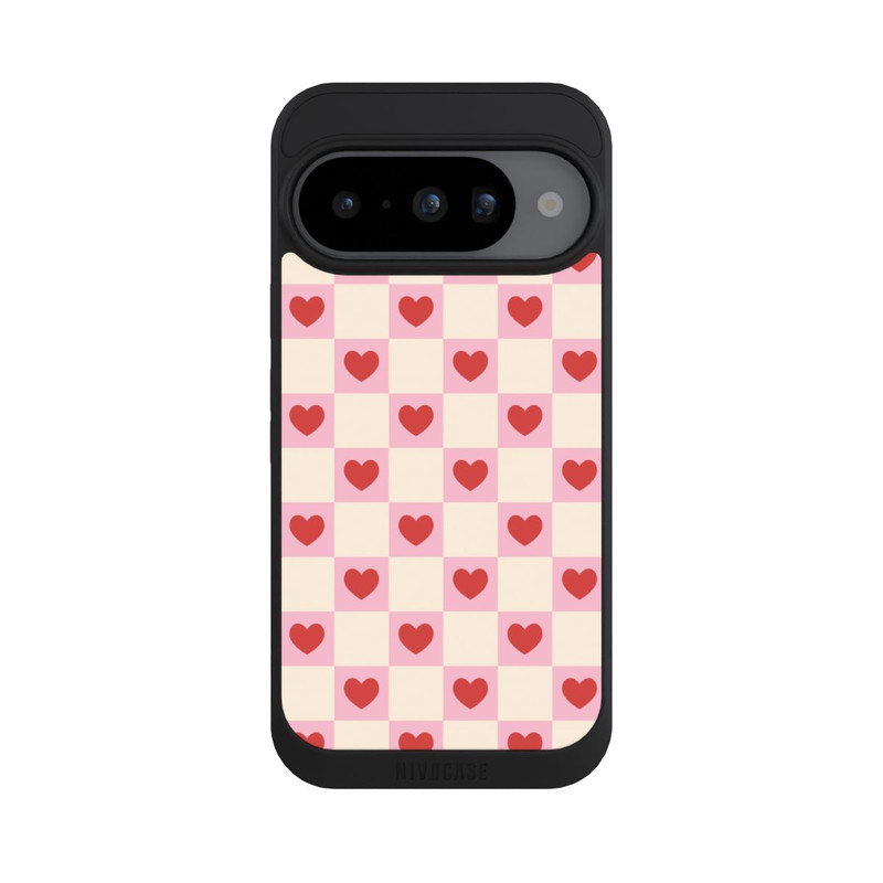 Pixel 10 NIVOpure Rosa Kariertes Herzmuster Valentinstag