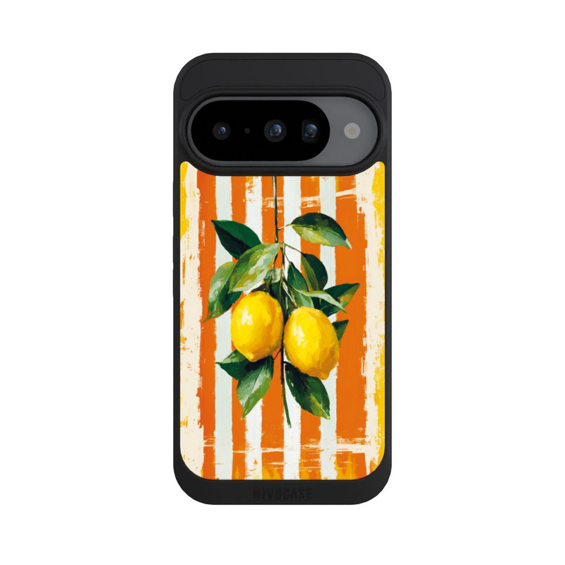 Pixel 10 NIVOpure Zitronen auf gestreiftem Hintergrund Sommer mit KI