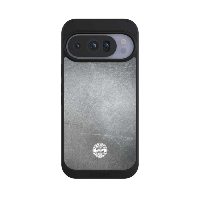 Pixel 10 Pro NIVOpure Logo FCB Classique Petit - Blanc sur Fond Métallique