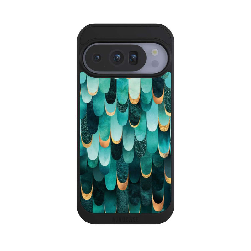 Pixel 10 Pro NIVOpure Imprimé or turquoise à plumes