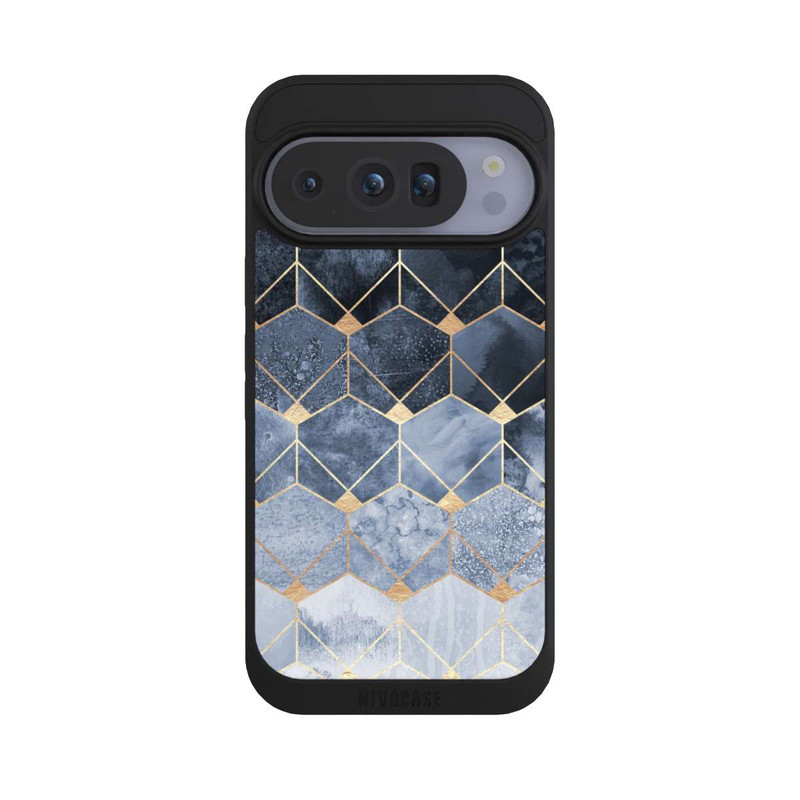 Pixel 10 Pro NIVOpure Impression Or Hexagones Bleus Et Diamants