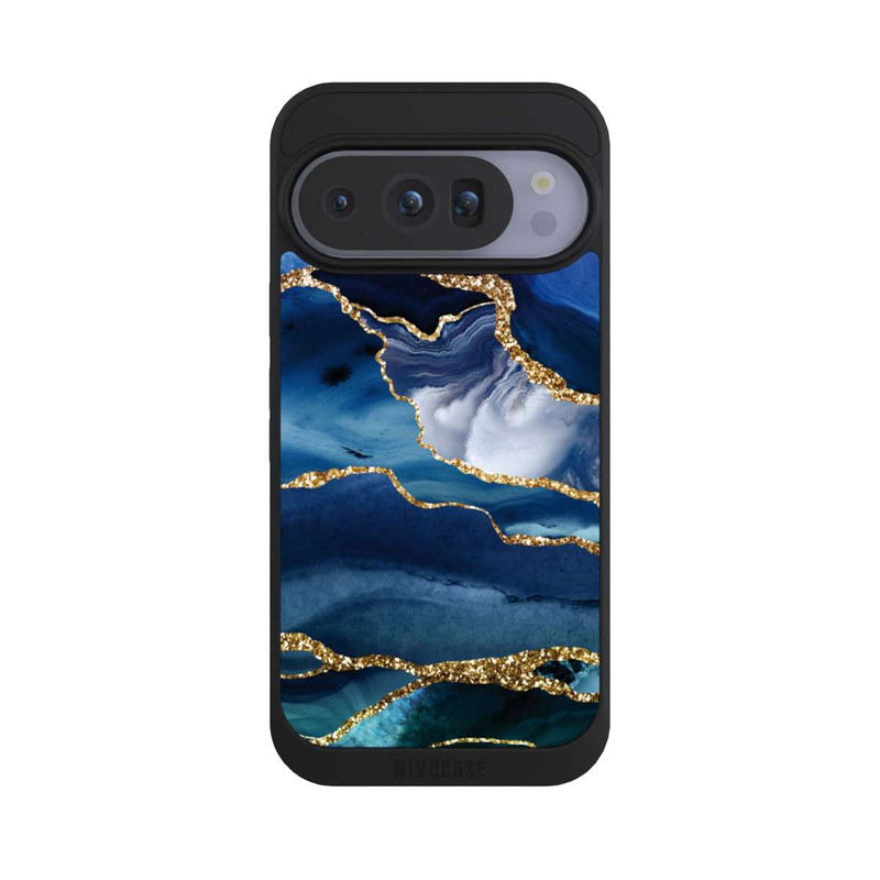 Pixel 10 Pro NIVOpure  Blauer Marmor Gold Glitzer Look