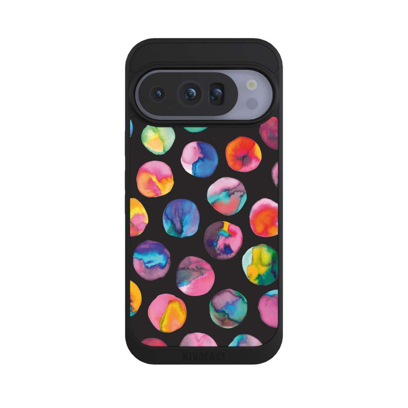 Pixel 10 Pro NIVOpure Bunte Tintenmurmeln Punkte Schwarz