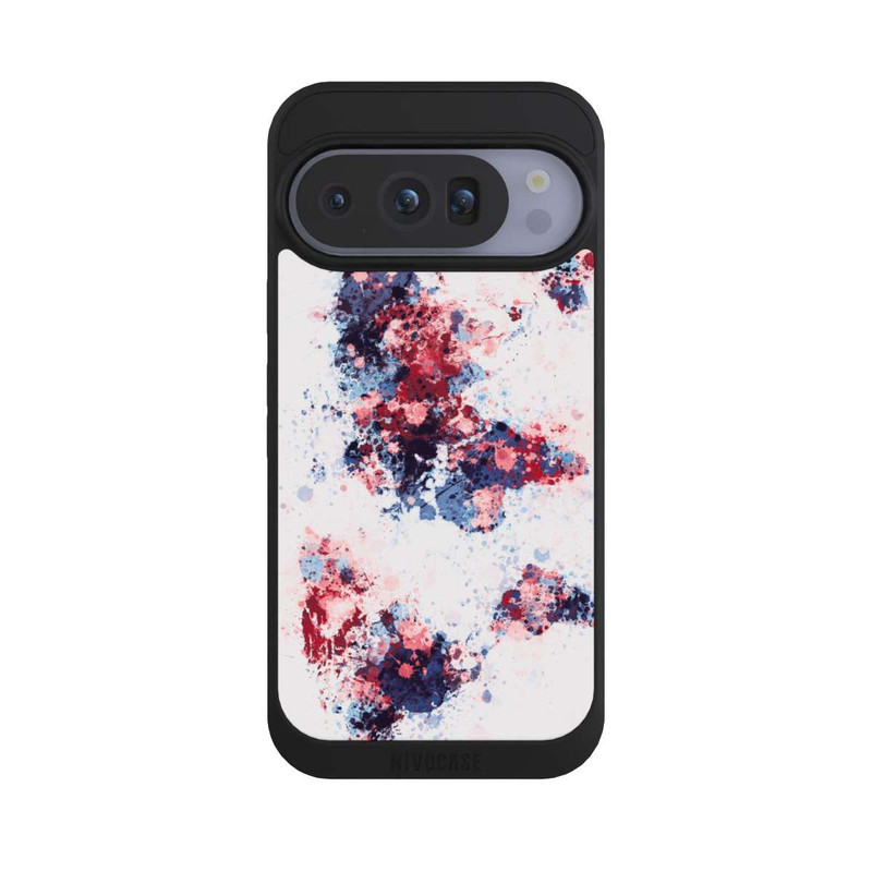 Pixel 10 Pro NIVOpure Carte du monde : éclaboussures de peinture bleu rouge