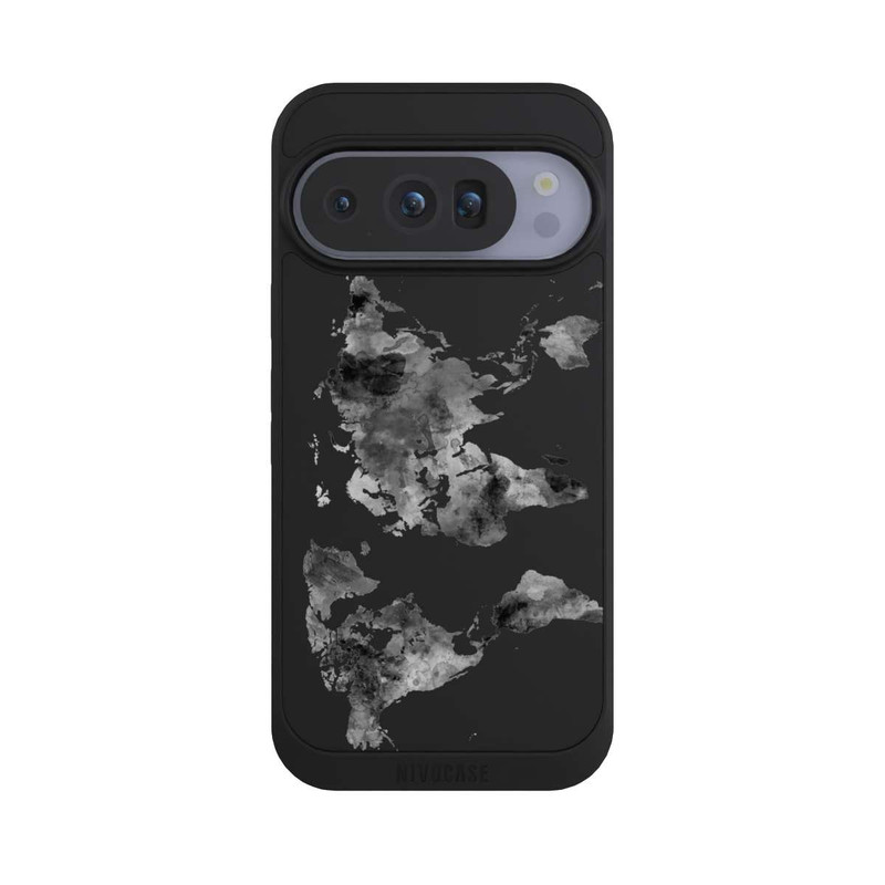 Pixel 10 Pro NIVOpure Carte du monde noire transparente