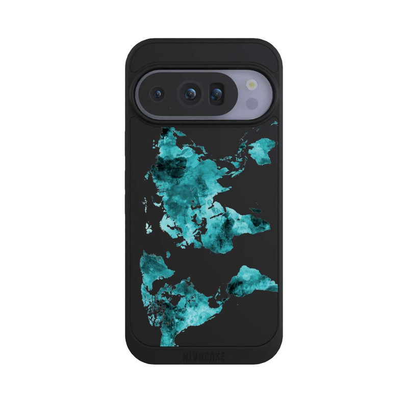 Pixel 10 Pro NIVOpure Weltkarte Blaugrün Transparent