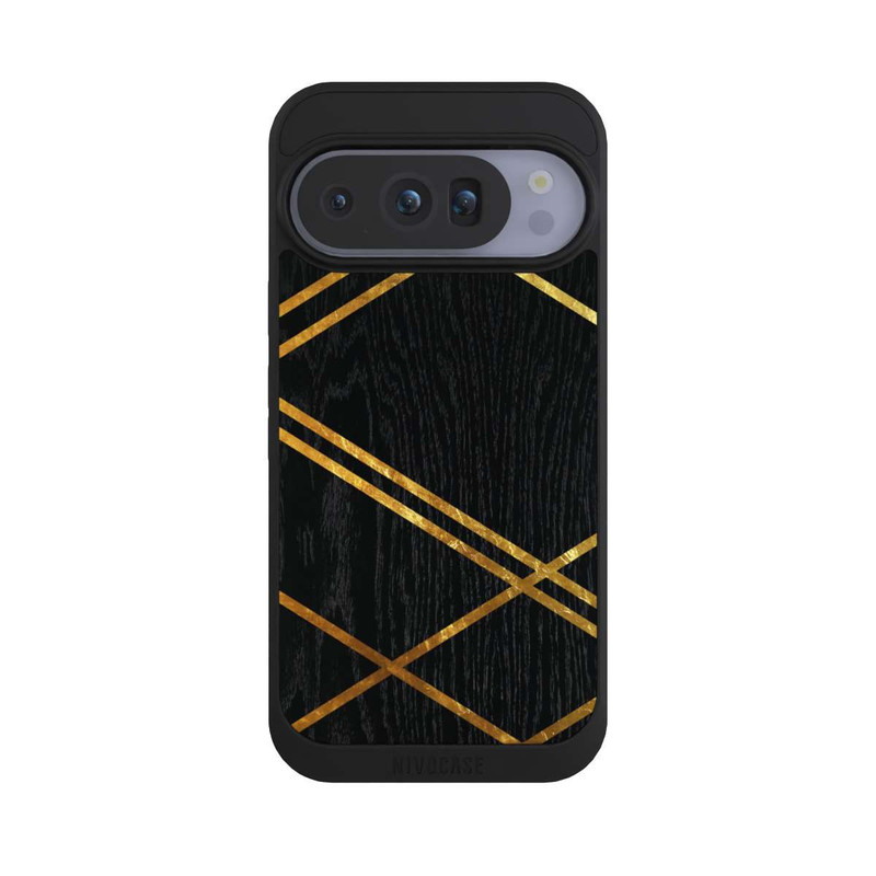 Pixel 10 Pro NIVOpure Noir Motif géométrique Rayures dorées