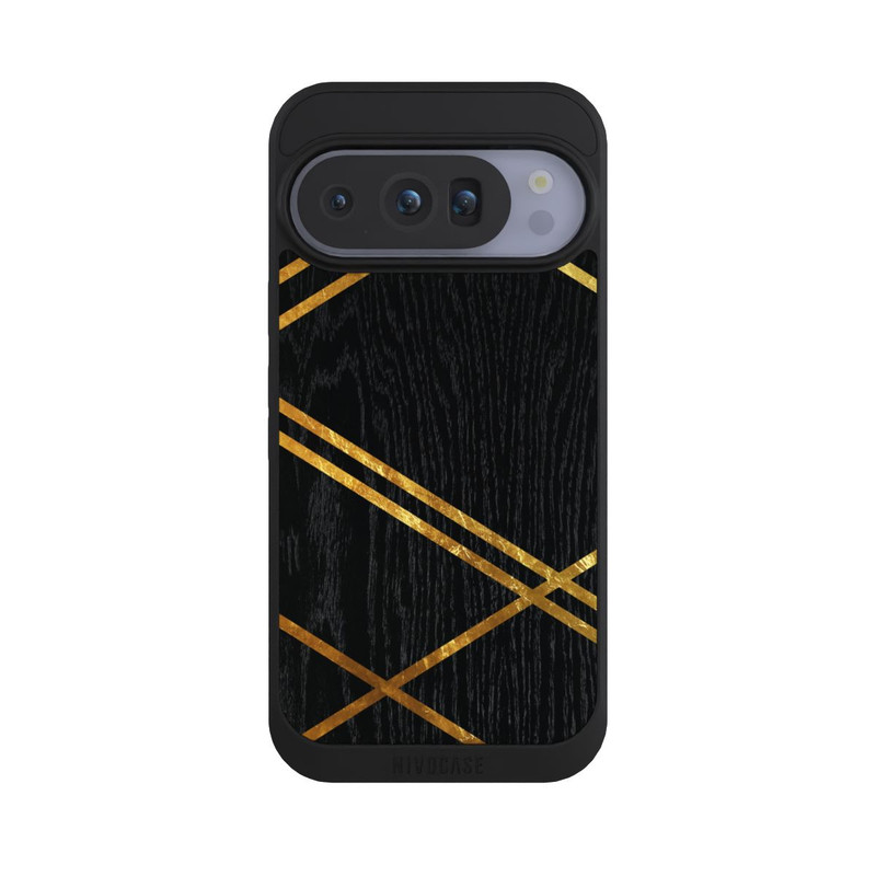 Pixel 10 Pro NIVOpure Black Geometric Pattern Golden Stripes