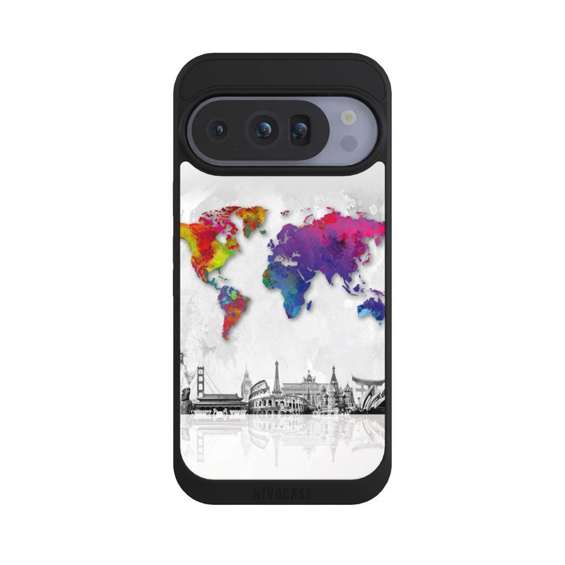 Pixel 10 Pro NIVOpure Carte du monde avec l'horizon