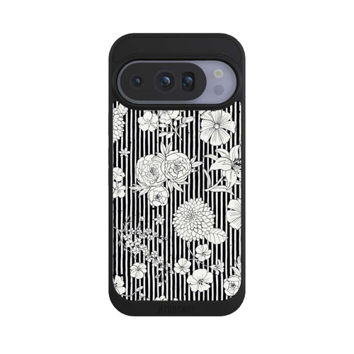Google Pixel 10 Pro NIVOpure Fleurs et rayures noir et blanc