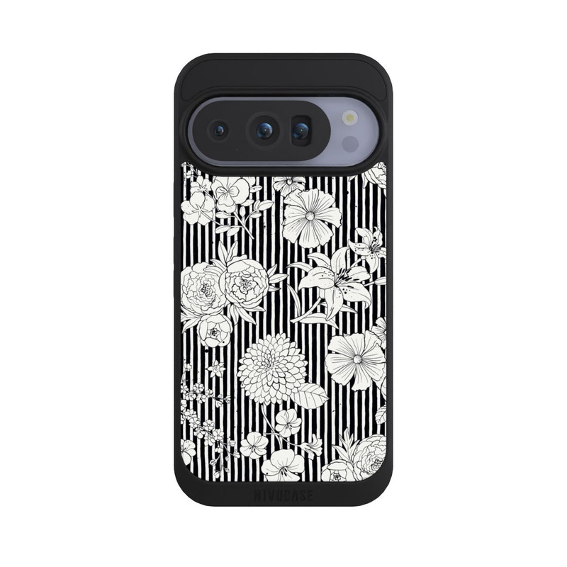 Pixel 10 Pro NIVOpure Flowers and Stripes Black and White