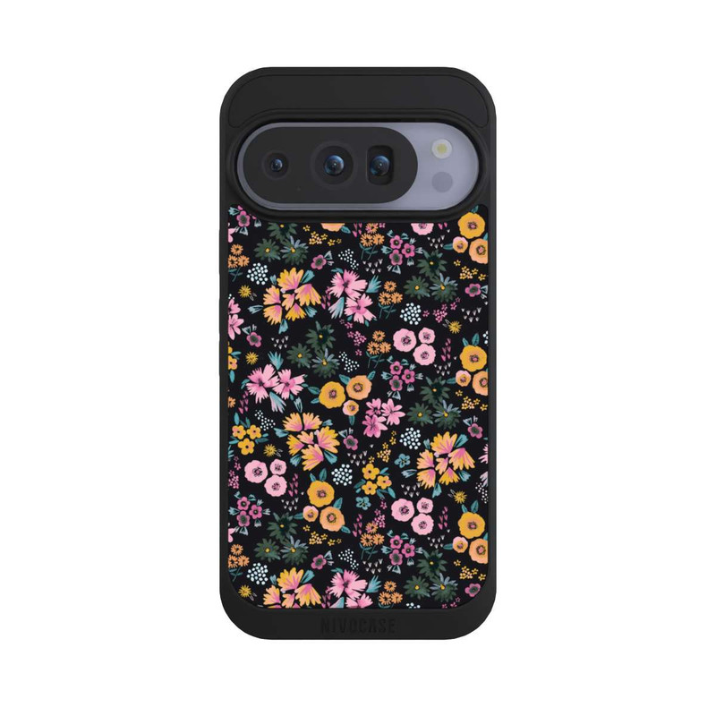 Pixel 10 Pro NIVOpure Kleine bunte Blumen Schwarz 2