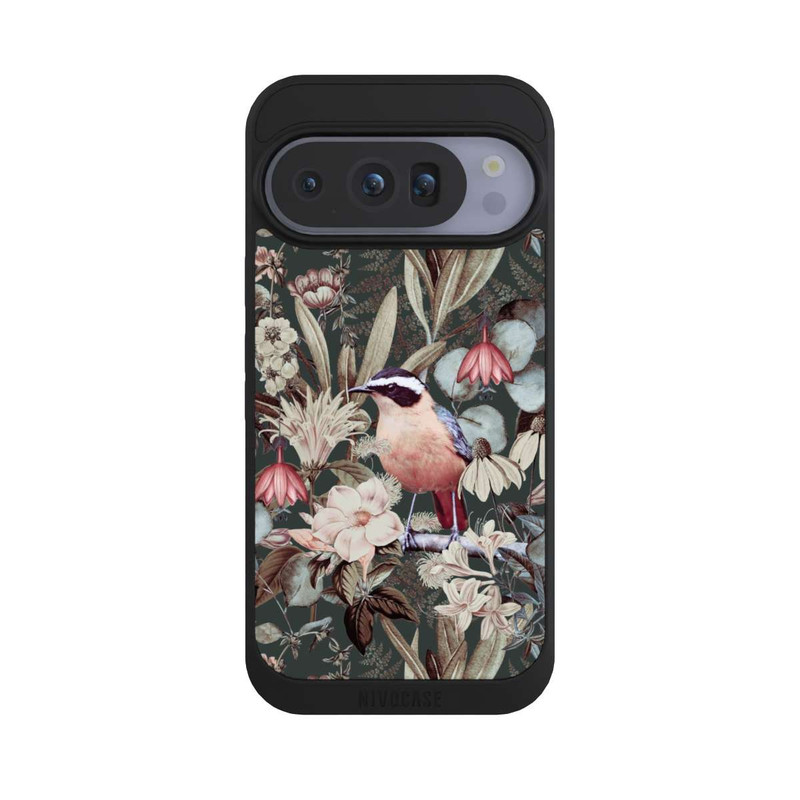 Pixel 10 Pro NIVOpure Orangefarbener Vogel im Vintage Blumenmuster