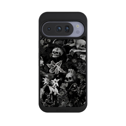 Google Pixel 10 Pro NIVOpure Skulls and Flowers on Black Background