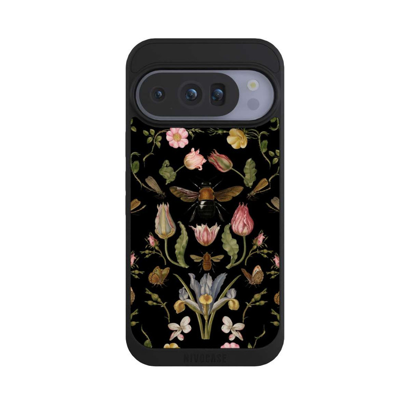 Pixel 10 Pro NIVOpure Fleurs Sauvages et Abeilles Fond Noir