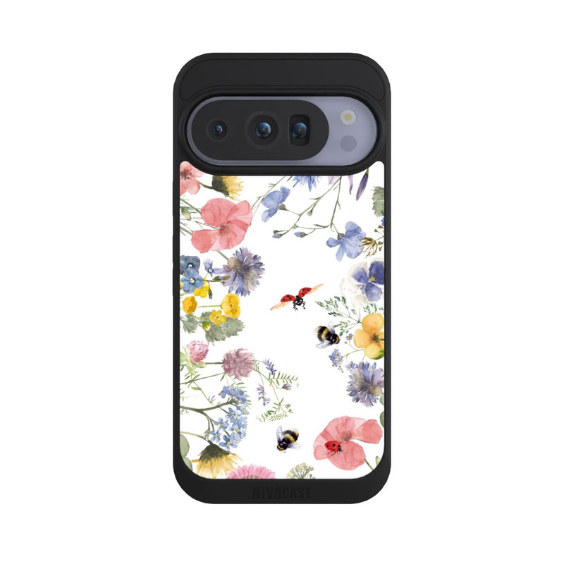Pixel 10 Pro NIVOpure Bunte Frühlingsblumen und Bienen