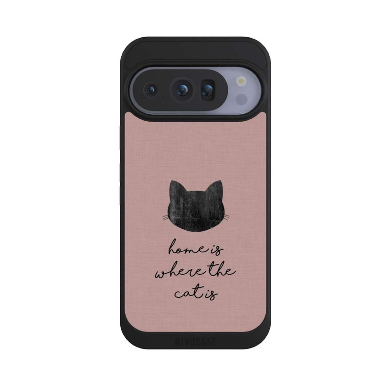 Pixel 10 Pro NIVOpure Home Is Where The Cat Is - Noir sur rose