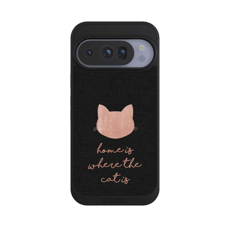 Pixel 10 Pro NIVOpure Home Is Where The Cat Is - Rose sur noir 