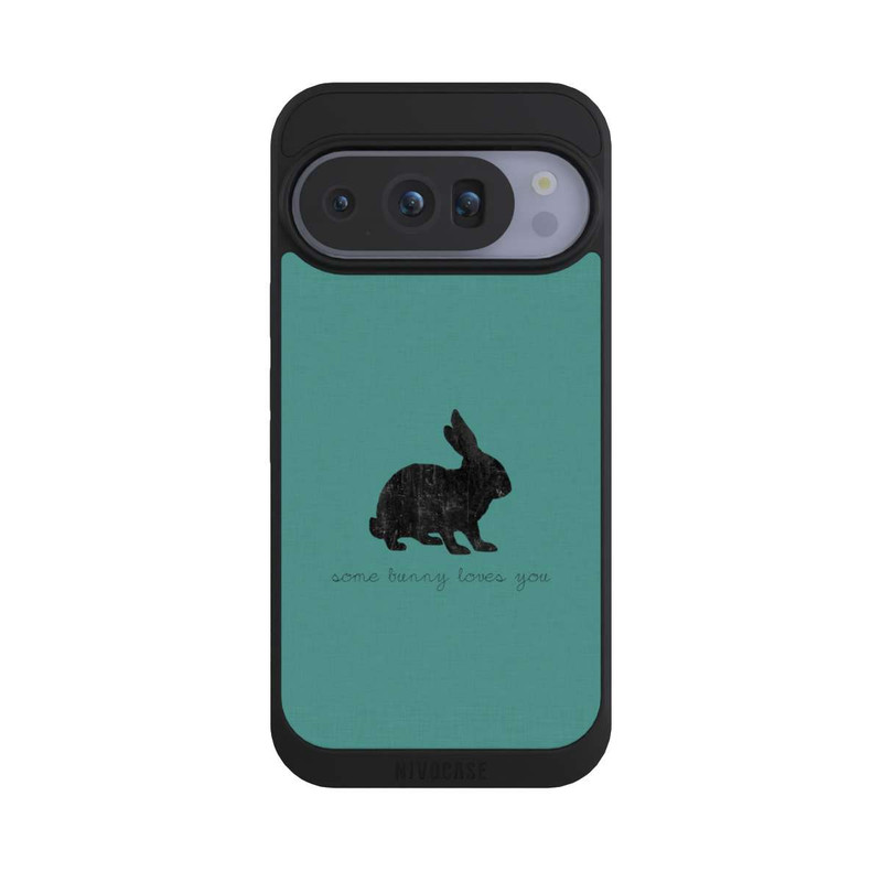 Pixel 10 Pro NIVOpure Some Bunny Loves You - Noir sur turquoise