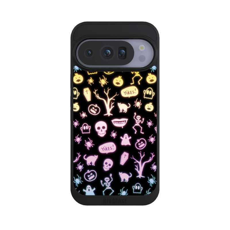 Pixel 10 Pro NIVOpure Autocollants néon pour Halloween Fond noir