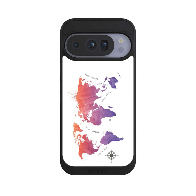 Pixel 10 Pro NIVOpure Carte du monde aquarelle blanche